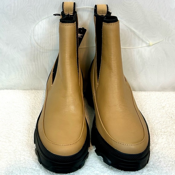 NEW SOREL Woman's Brex Waterproof Chelsea Boot TAN / BLACK Size 6 - Picture 3 of 14